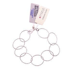 Macy's Tarnish Free Sterling Silver Large Hammered Oval Link Bracelet 7.5" NWT